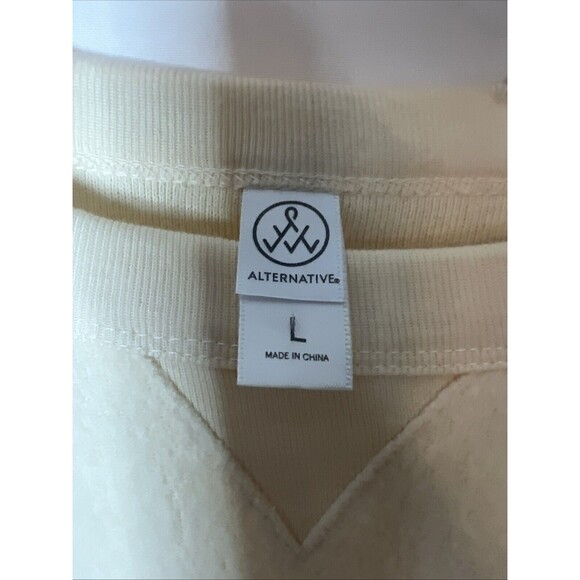 Alternative apparel women Large Ivory  pullover  fleece ‎ sweater - Picture 2 of 7